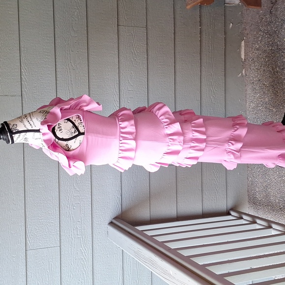 Show Me Your Mumu Greta Ruffle Tiered Midi Dress in Pink Lilac XS Barbiecore - Picture 7 of 13